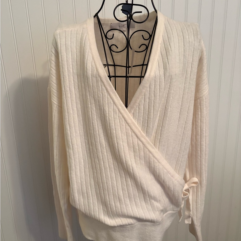 Loft Cream Wrap Sweater
